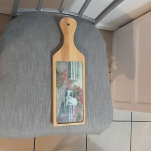 WOOD CHEES CUTTING BOARD WHITH GLASS